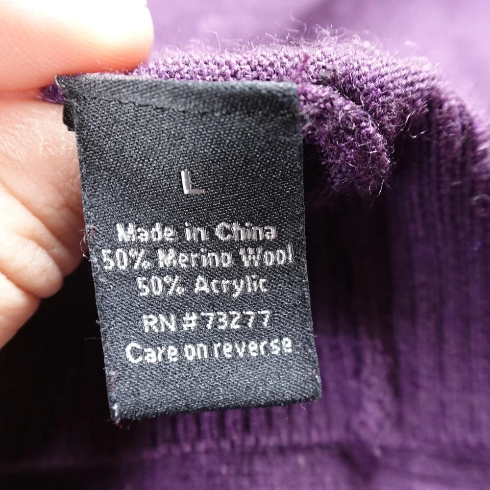 APT 9 Sweater Mens Large Purple Merino Wool Blend V Neck‎ Long Sleeve Pullover